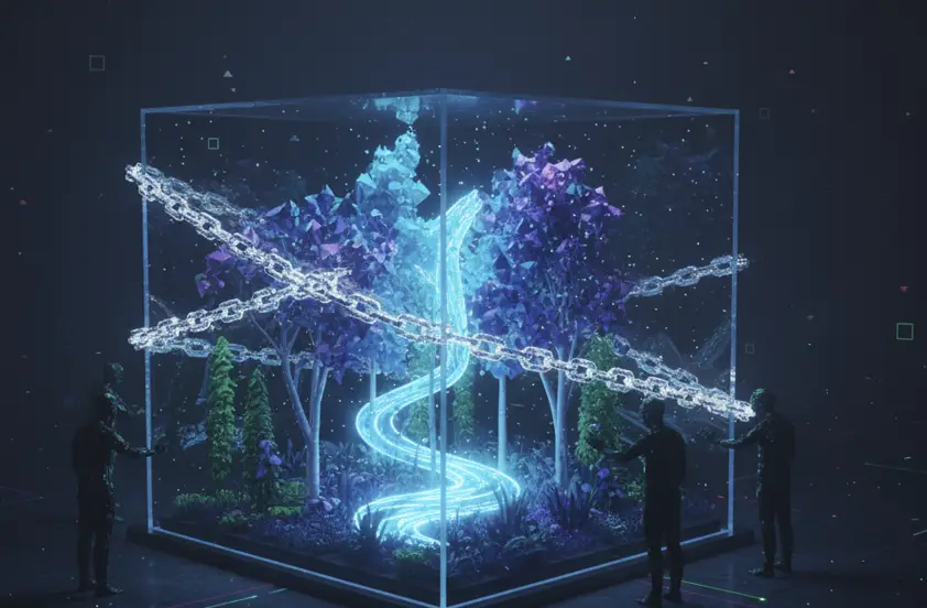 Conceptual art of a walled garden OS.